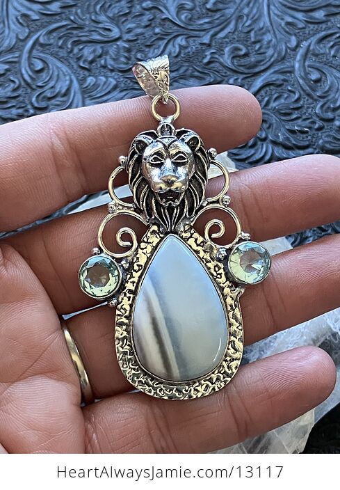 Lion Common Blue Opal and Topaz Pendant Stone Crystal Jewelry - #VhhKEaULFWg-2