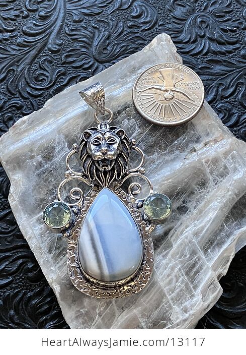 Lion Common Blue Opal and Topaz Pendant Stone Crystal Jewelry - #VhhKEaULFWg-6