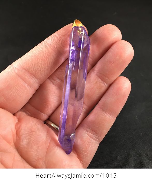 Long Purple Crystal Agate Stone Pendant - #jThSteYrHkc-1