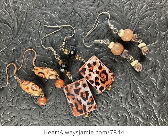 Lot of 3 Pairs of Leopard and Jungle Print Earrings - #UfCq1uMrrgo-1