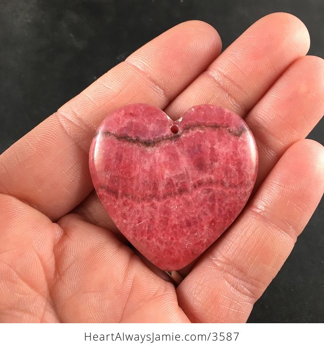 Love Heart Shaped Argentine Rhodochrosite Stone Pendant Jewelry - #tbrewWjt4Iw-1
