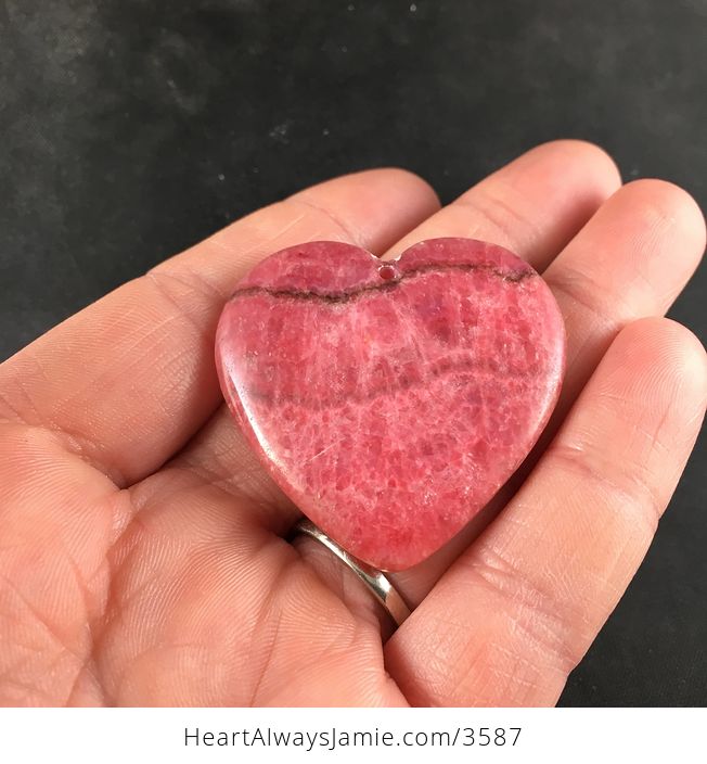 Love Heart Shaped Argentine Rhodochrosite Stone Pendant Necklace Jewelry - #tbrewWjt4Iw-3