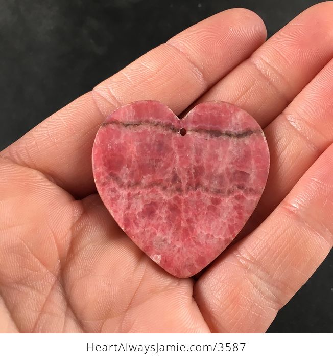 Love Heart Shaped Argentine Rhodochrosite Stone Pendant Necklace Jewelry - #tbrewWjt4Iw-5