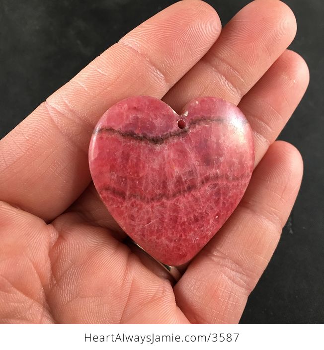 Love Heart Shaped Argentine Rhodochrosite Stone Pendant Necklace Jewelry - #tbrewWjt4Iw-2
