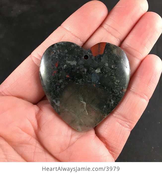 Love Heart Shaped Natural African Bloodstone Stone Pendant Jewelry - #8sOYuuAt4Fg-1
