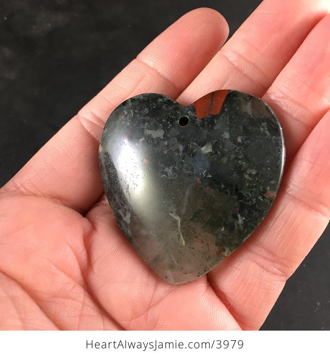 Love Heart Shaped Natural African Bloodstone Stone Pendant Necklace Jewelry - #8sOYuuAt4Fg-3