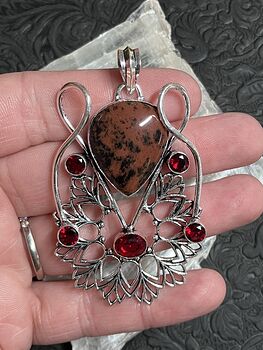 Mahogany Obsidian and Garnet Bohemian Styled Mandala Pendant Stone Crystal Jewelry #MeyiZiovhLw