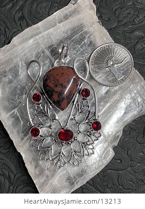 Mahogany Obsidian and Garnet Bohemian Styled Mandala Pendant Stone Crystal Jewelry - #MeyiZiovhLw-7