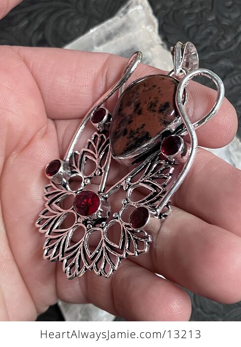 Mahogany Obsidian and Garnet Bohemian Styled Mandala Pendant Stone Crystal Jewelry - #MeyiZiovhLw-3