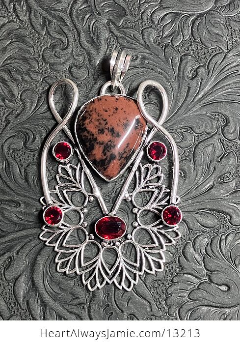 Mahogany Obsidian and Garnet Bohemian Styled Mandala Pendant Stone Crystal Jewelry - #MeyiZiovhLw-6