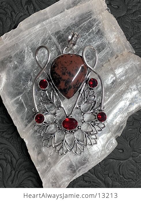 Mahogany Obsidian and Garnet Bohemian Styled Mandala Pendant Stone Crystal Jewelry - #MeyiZiovhLw-5