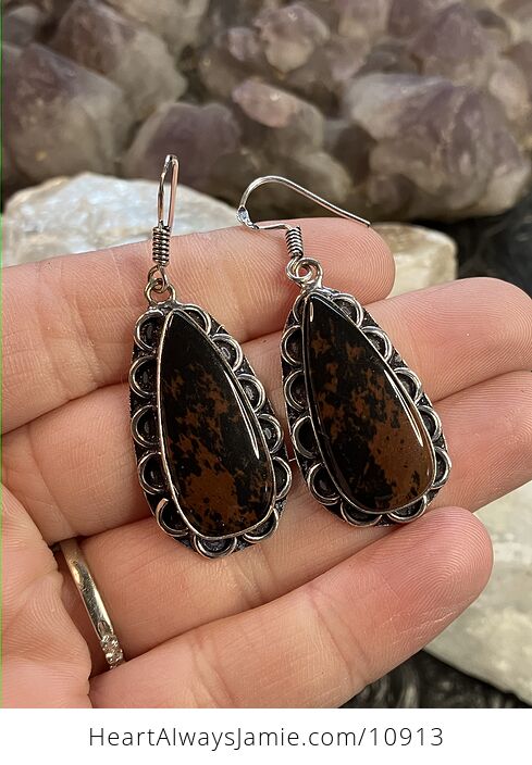 Mahogany Obsidian Stone Crystal Jewelry Earrings - #COIlyCgCWNA-2