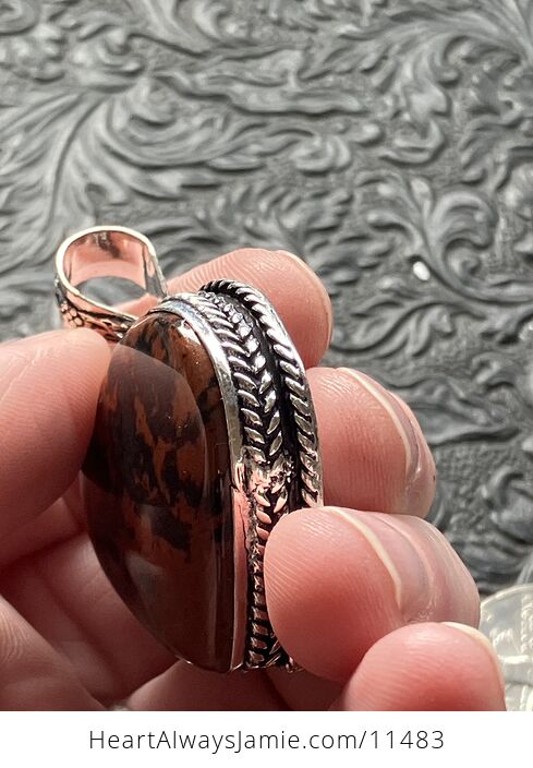 Mahogany Obsidian Stone Jewelry Crystal Heart Pendant - #LuheAducxmU-4