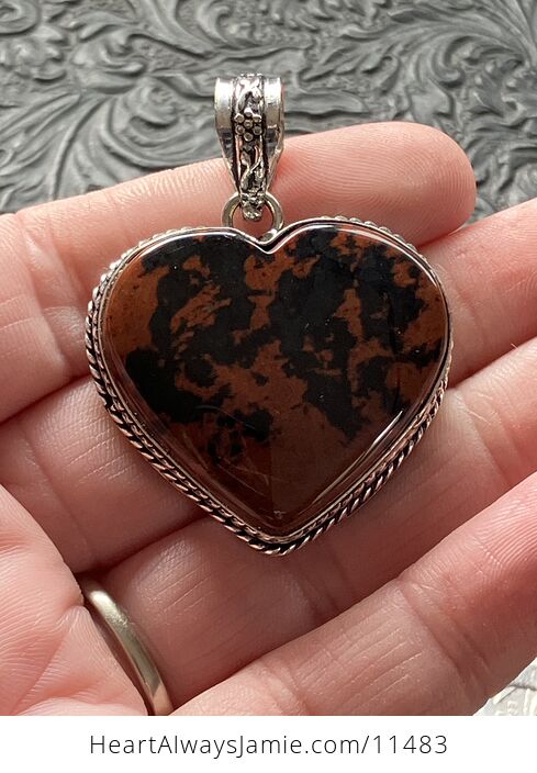Mahogany Obsidian Stone Jewelry Crystal Heart Pendant - #LuheAducxmU-3