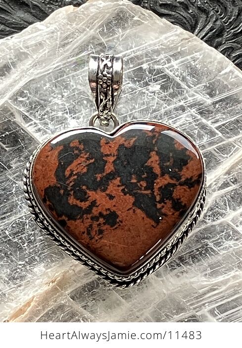 Mahogany Obsidian Stone Jewelry Crystal Heart Pendant - #LuheAducxmU-1