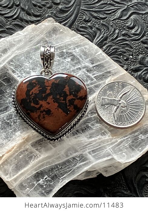 Mahogany Obsidian Stone Jewelry Crystal Heart Pendant - #LuheAducxmU-2