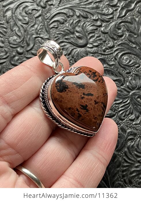 Mahogany Obsidian Stone Jewelry Crystal Heart Pendant - #y9rbvRxGuvU-4