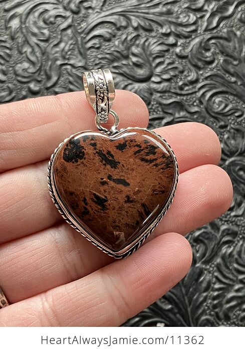 Mahogany Obsidian Stone Jewelry Crystal Heart Pendant - #y9rbvRxGuvU-1