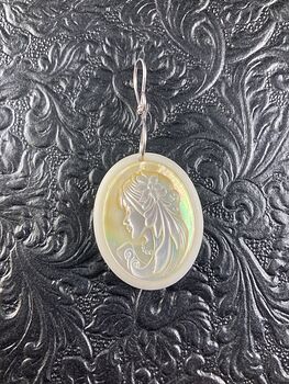Maiden Virgo Mother of Pearl Shell and White Jade Stone Jewelry Pendant Ornament #3M2HE9H5BDo