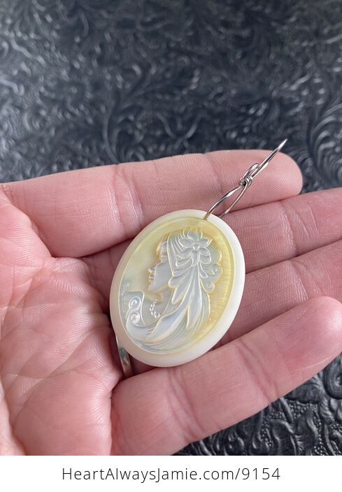 Maiden Virgo Mother of Pearl Shell and White Jade Stone Jewelry Pendant Ornament - #3M2HE9H5BDo-3