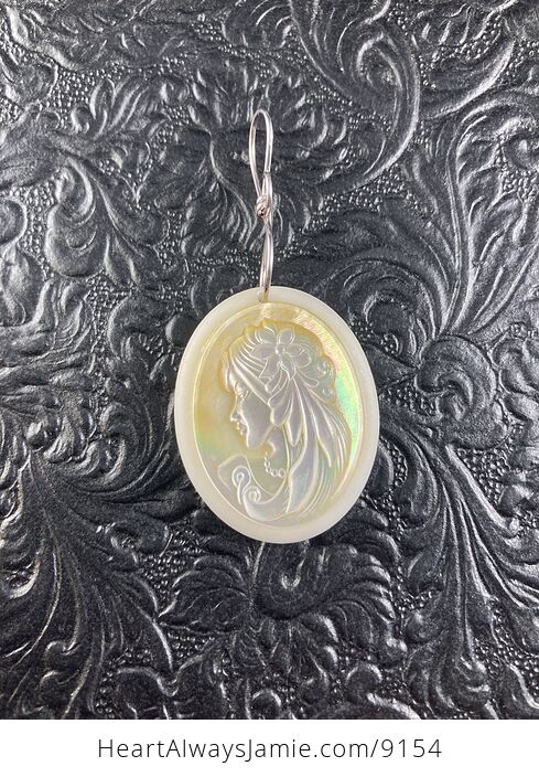 Maiden Virgo Mother of Pearl Shell and White Jade Stone Jewelry Pendant Ornament - #3M2HE9H5BDo-1