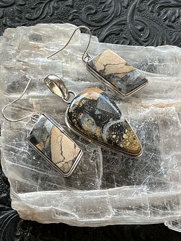Maligano Jasper Crystal Stone Jewelry Pendant and Earrings Set #W6MKlJDYAxA