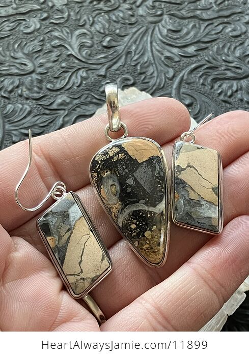 Maligano Jasper Crystal Stone Jewelry Pendant and Earrings Set - #W6MKlJDYAxA-4