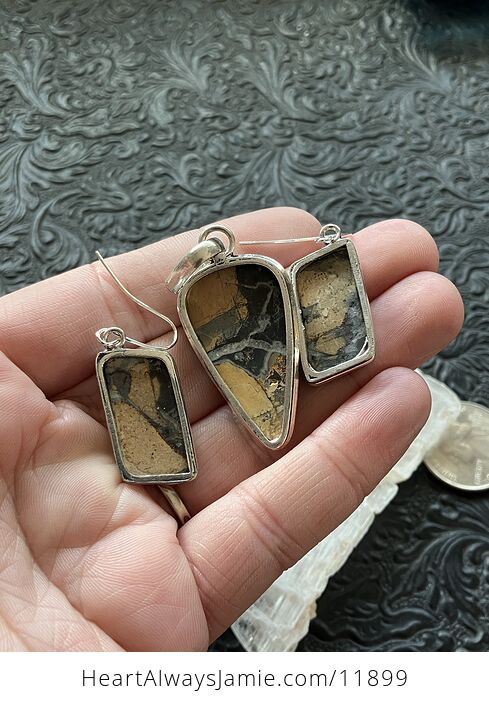 Maligano Jasper Crystal Stone Jewelry Pendant and Earrings Set - #W6MKlJDYAxA-6