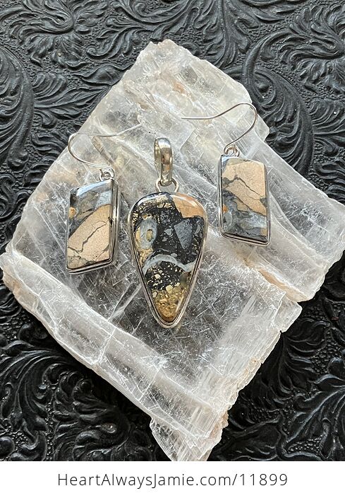 Maligano Jasper Crystal Stone Jewelry Pendant and Earrings Set - #W6MKlJDYAxA-2