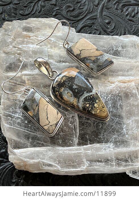 Maligano Jasper Crystal Stone Jewelry Pendant and Earrings Set - #W6MKlJDYAxA-1