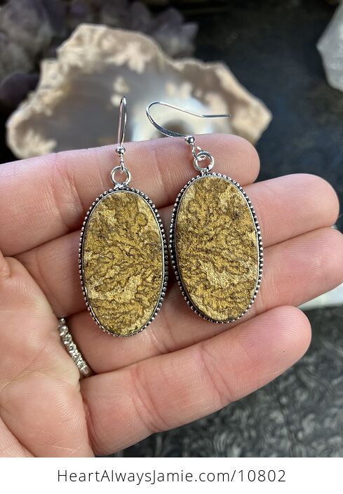 Manganese Dendrite in Limestone Earring Crystal Jewelry - #NwXPRSCVytw-2