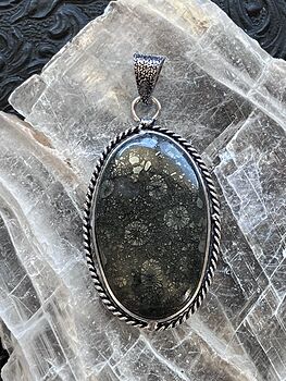 Marcasite in Agate Stone Crystal Jewelry Pendant #ZOFfexMg72c