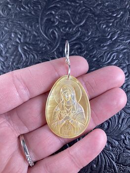 Mary Mother of Pearl Shell Jewelry Pendant Ornament #2sJ28PYcipI