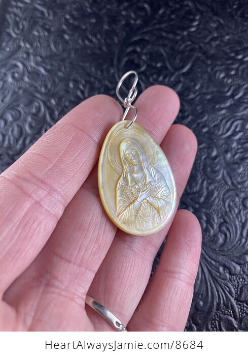 Mary Mother of Pearl Shell Jewelry Pendant Ornament - #2sJ28PYcipI-4