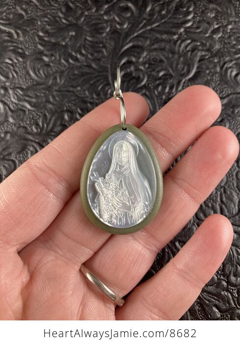 Mary Mother of Pearl Shell Jewelry Pendant Ornament - #nJGMHyDTFys-1