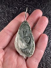Mary with Baby Jesus Jasper Stone Jewelry Pendant Ornament #M9puB71i4DE