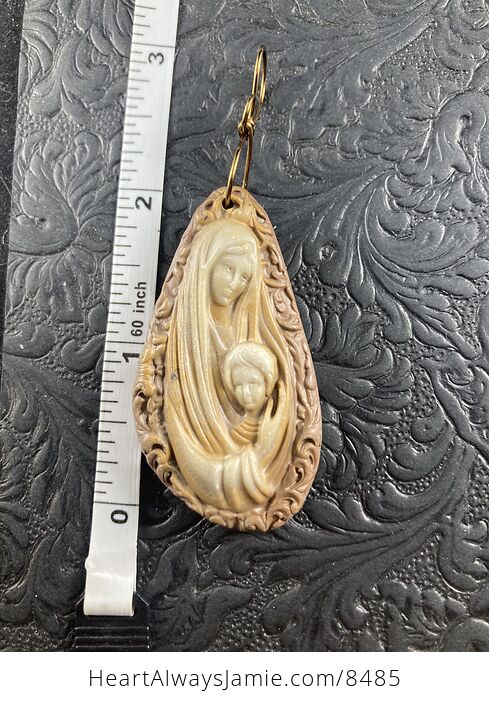 Mary with Baby Jesus Jasper Stone Jewelry Pendant Ornament - #llWe3obkt48-1