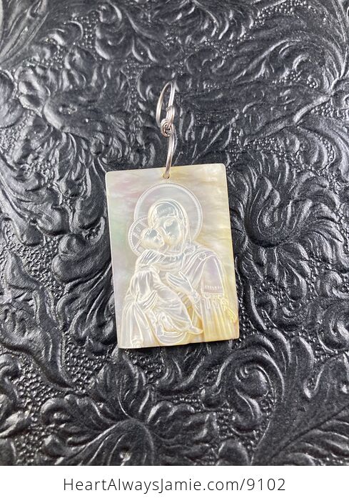 Mary with Baby Jesus Mother of Pearl Shell Jewelry Pendant Ornament - #QZ6Rt87c19w-5
