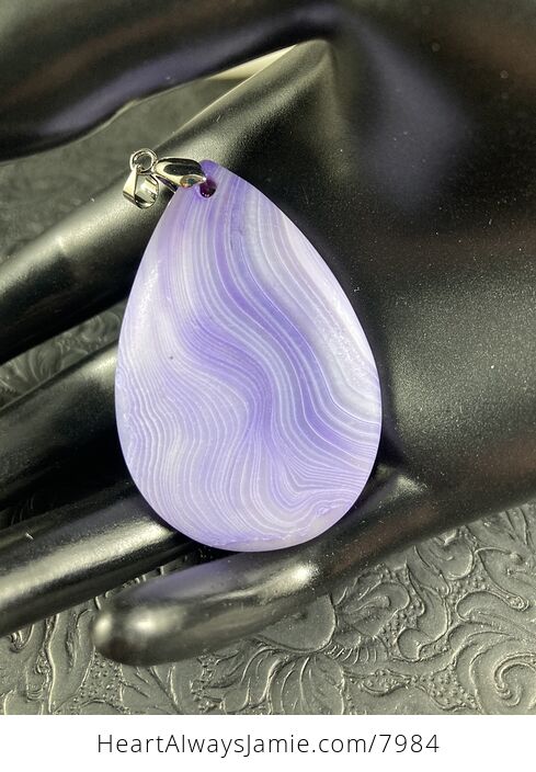 Matte Lavender Purple Striped Agate Stone Jewelry Pendant - #xmDSp1aa7wo-6