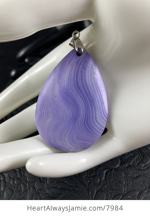 Matte Lavender Purple Striped Agate Stone Jewelry Pendant - #xmDSp1aa7wo-7