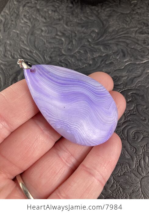 Matte Lavender Purple Striped Agate Stone Jewelry Pendant - #xmDSp1aa7wo-4