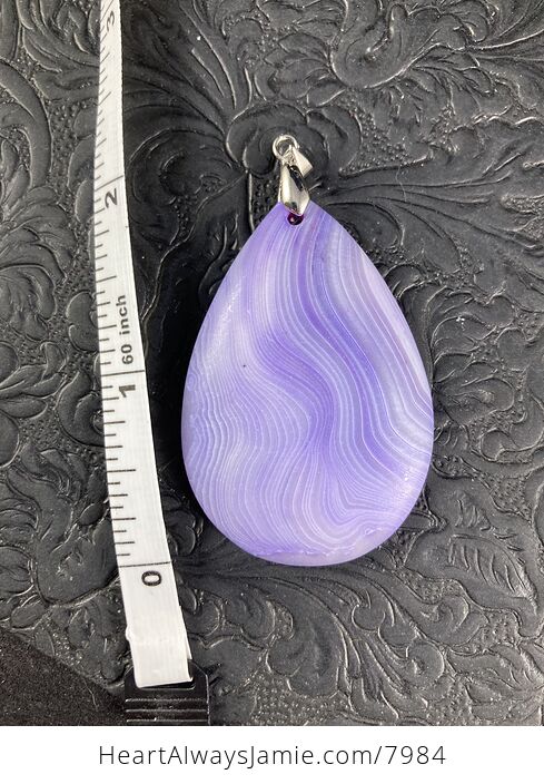 Matte Lavender Purple Striped Agate Stone Jewelry Pendant - #xmDSp1aa7wo-5