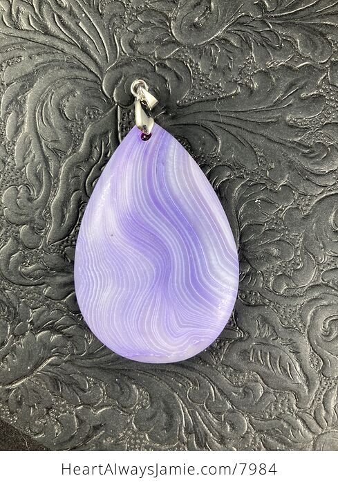 Matte Lavender Purple Striped Agate Stone Jewelry Pendant - #xmDSp1aa7wo-1
