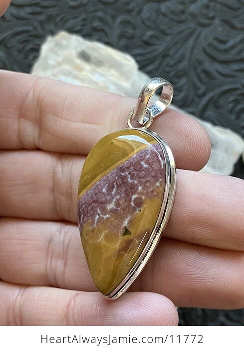 Mauve and Yellow Ocean Jasper Crystal Stone Jewelry Pendant - #xRRbXdtL52Y-3