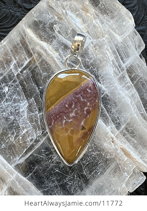 Mauve and Yellow Ocean Jasper Crystal Stone Jewelry Pendant - #xRRbXdtL52Y-1