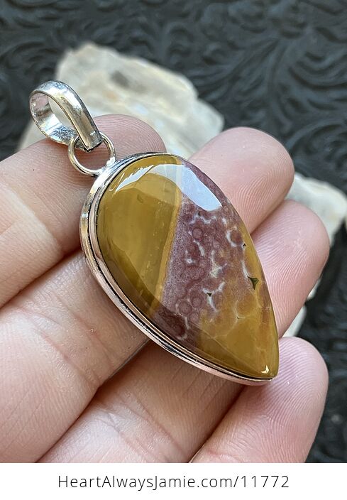 Mauve and Yellow Ocean Jasper Crystal Stone Jewelry Pendant - #xRRbXdtL52Y-4