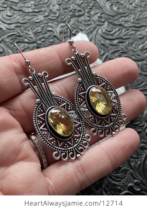 Mayan Aztec Styled Faceted Citrine Stone Jewelry Crystal Earrings - #IZqlQuah3uU-3