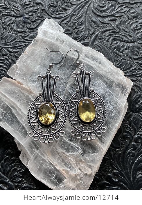 Mayan Aztec Styled Faceted Citrine Stone Jewelry Crystal Earrings - #IZqlQuah3uU-1