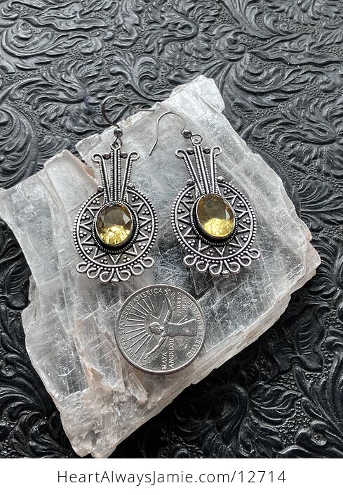 Mayan Aztec Styled Faceted Citrine Stone Jewelry Crystal Earrings - #IZqlQuah3uU-6