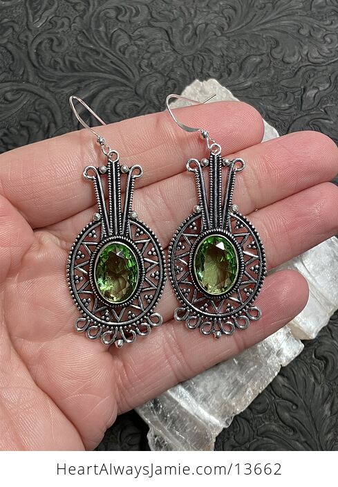 Mayan Styled Peridot Earrings Stone Crystal Jewelry - #ijrXcxSbR0E-1